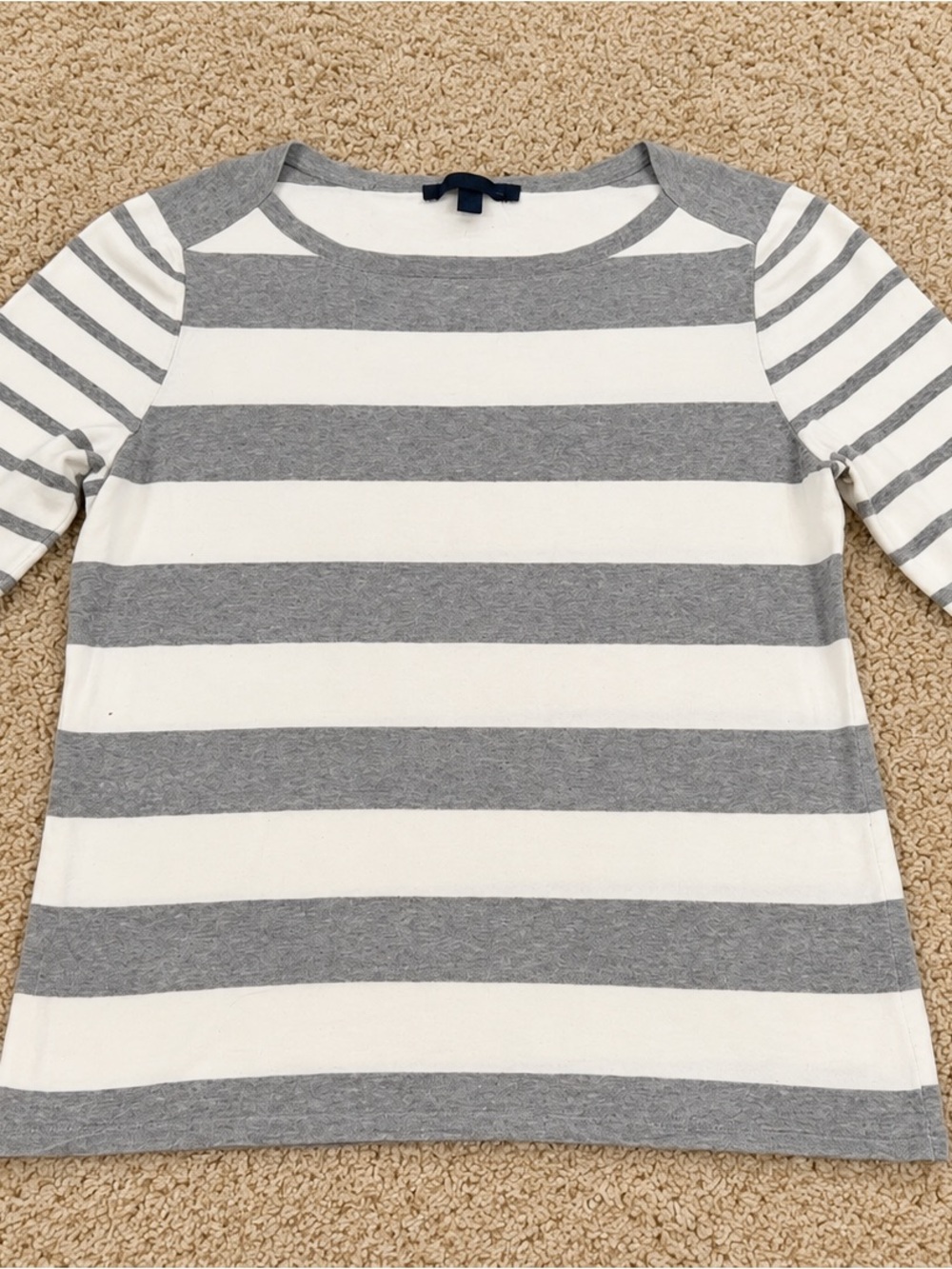 Tommy Hilfiger Women’s Gray & White Striped Long Sleeve Top